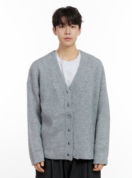 mens-buttoned-oversize-cardigan-in422 / Gray