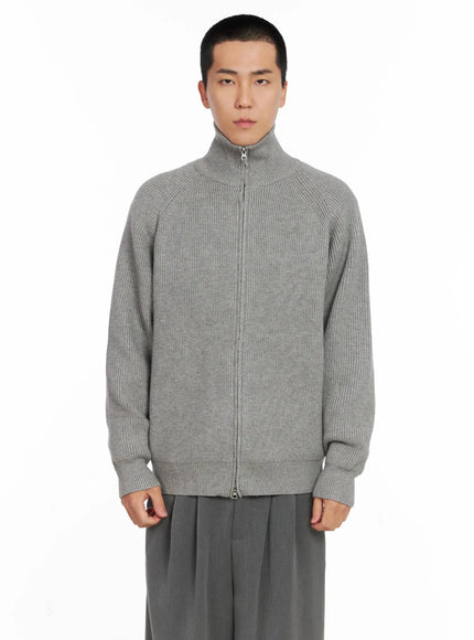 mens-knit-zip-up-sweater-is502 / Gray