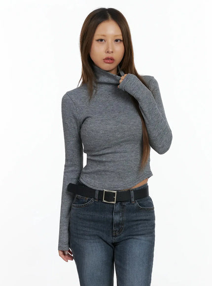 ribbed-turtleneck-top-id503 / Gray