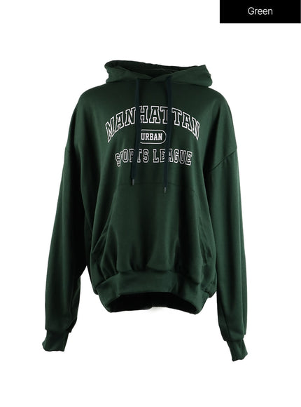 graphic-lettering-oversized-hoodie-if408 / Green