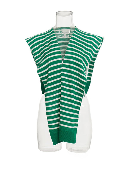 stripe-knit-sweater-scarf-iy509 / Green