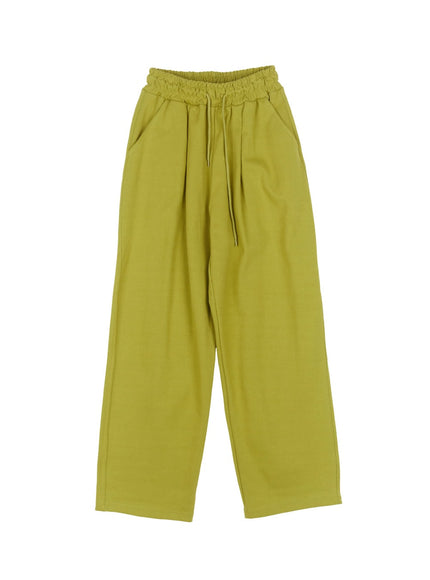 cotton-pintuck-wide-fit-sweatpants-iy516 / Green