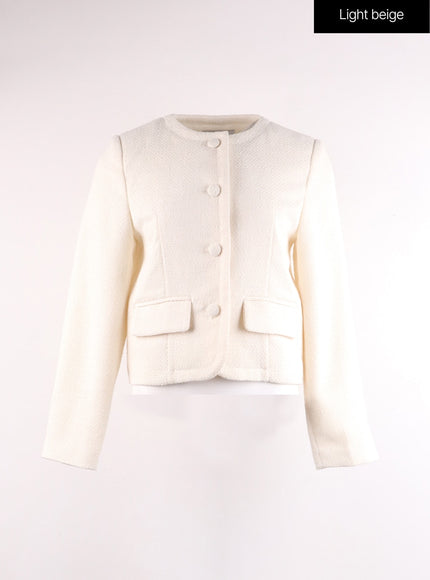 basic-tweed-jacket-if402 / Light beige