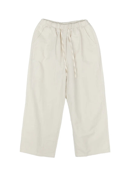 mens-wide-leg-cotton-pants-ig512 / Light beige
