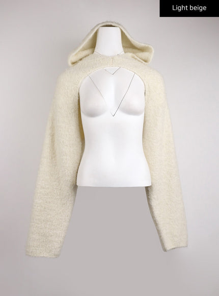 hooded-long-sleeve-bolero-shrug-ij411 / Light beige