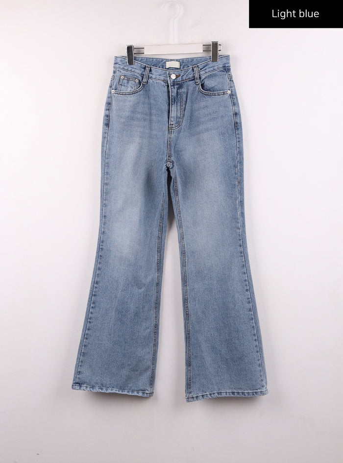 denim-washed-bootcut-jeans-ij430 / Light blue