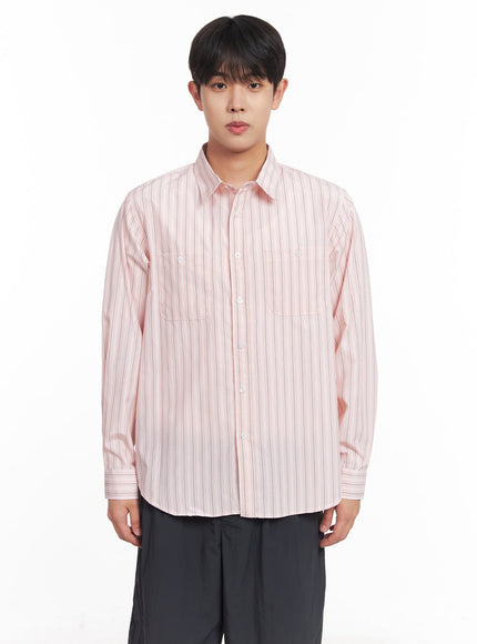mens-striped-collared-shirt-iy522 / Light pink