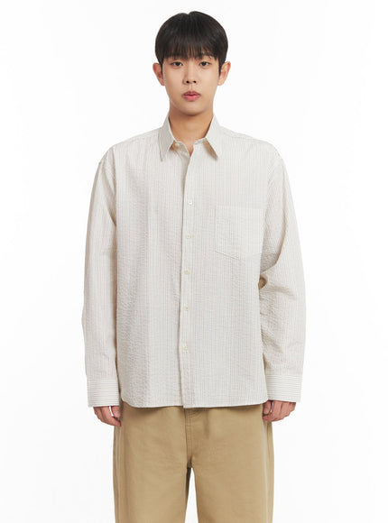 mens-oversized-stripe-collared-shirt-im514 / Light yellow