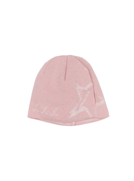 retro-star-knit-beanie-ca513 / Pink