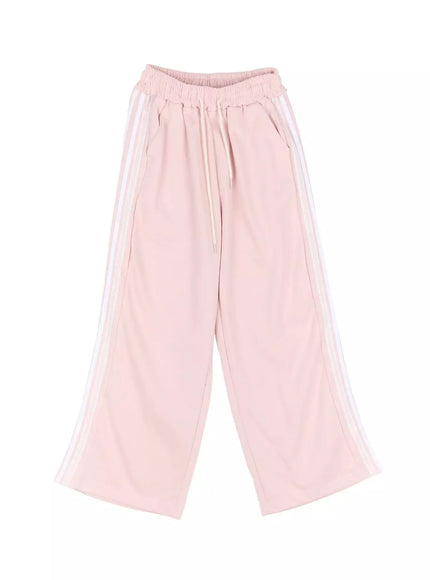 striped-adjustable-sweatpants-iu525 / Pink