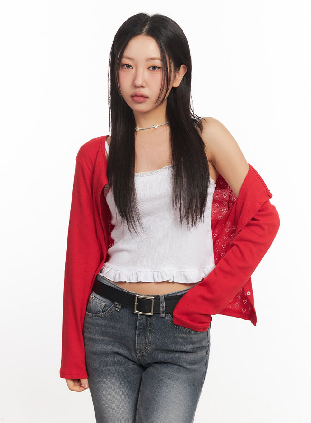 blossom-buttoned-cardigan-ia524 / Red