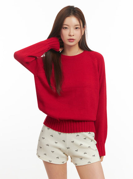 basic-round-neck-sweater-im513 / Red