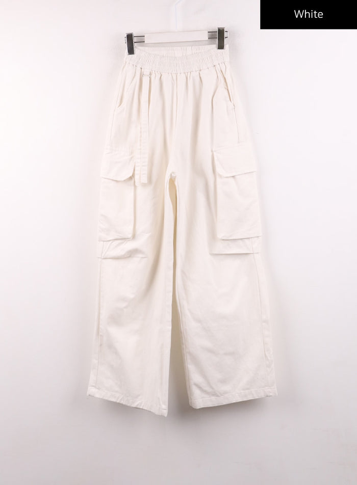 cargo-wide-leg-pants-ij430 / White