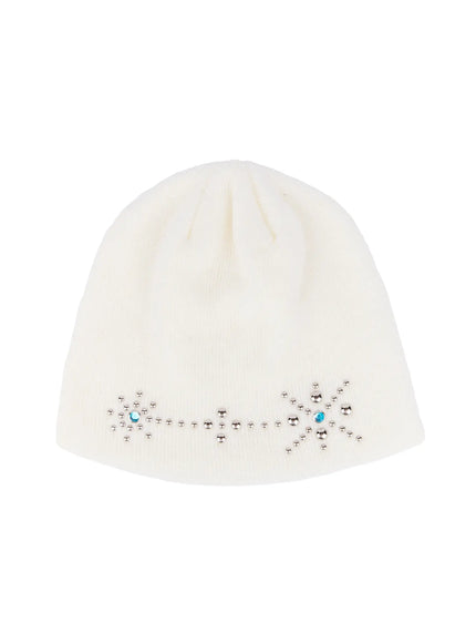 mens-floral-stud-beanie-il515 / White