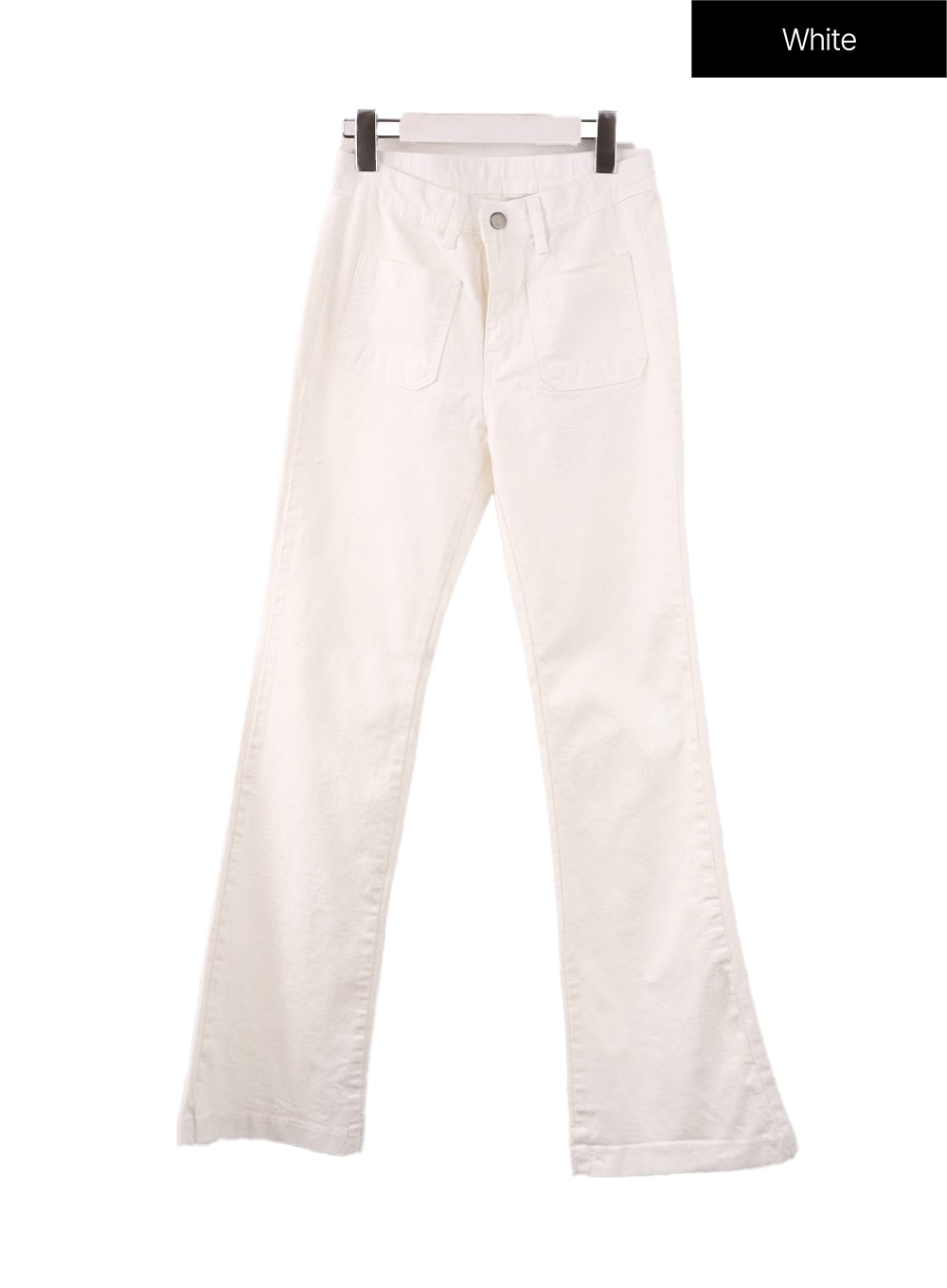 mid-waist-button-flared-trousers-if408 / White