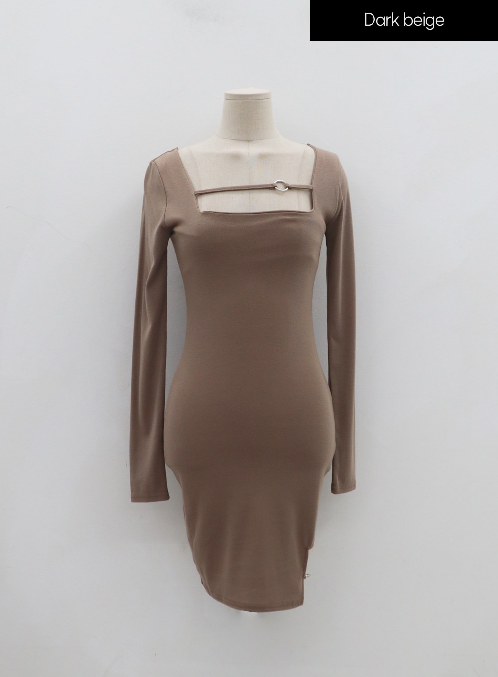 Square Neck Silver Color Hoop Mini Dress IN22