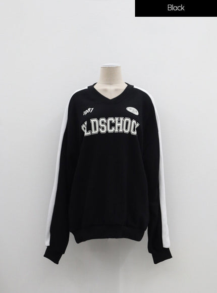 Plus Two Color V-Neck Sweatshirt IF317