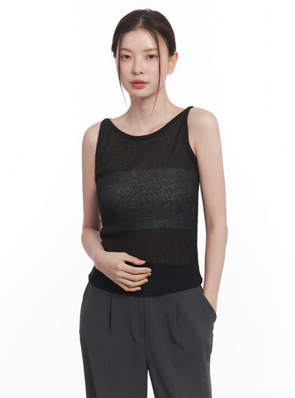 sheer-knit-tank-top-iy509 / Black