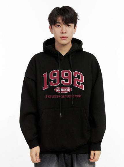 mens-long-sleeve-hoodie-sweatshirt-in422 / Black