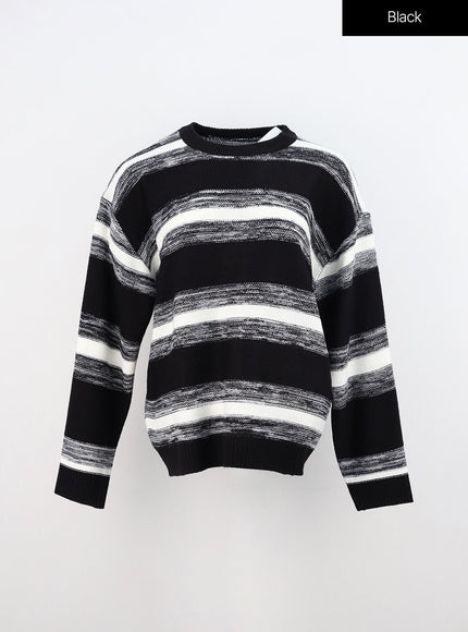 stripe-knit-sweater-in310 / Black