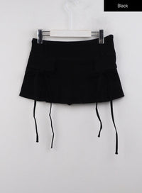 low-waist-denim-cargo-mini-skirt-cj412 / Black