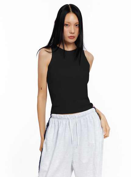ribbed-sleeveless-crop-top-co517 / Black