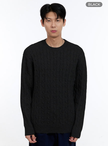 mens-cable-knit-sweater-ig427 / Black