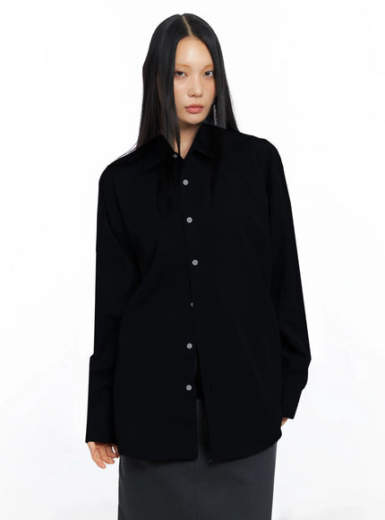 relaxed-fit-button-down-shirt-co517 / Black