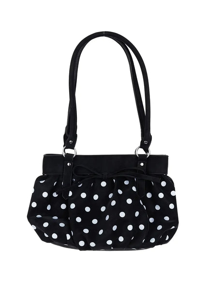 dot-ribbon-shoulder-bag-iy526 / Black