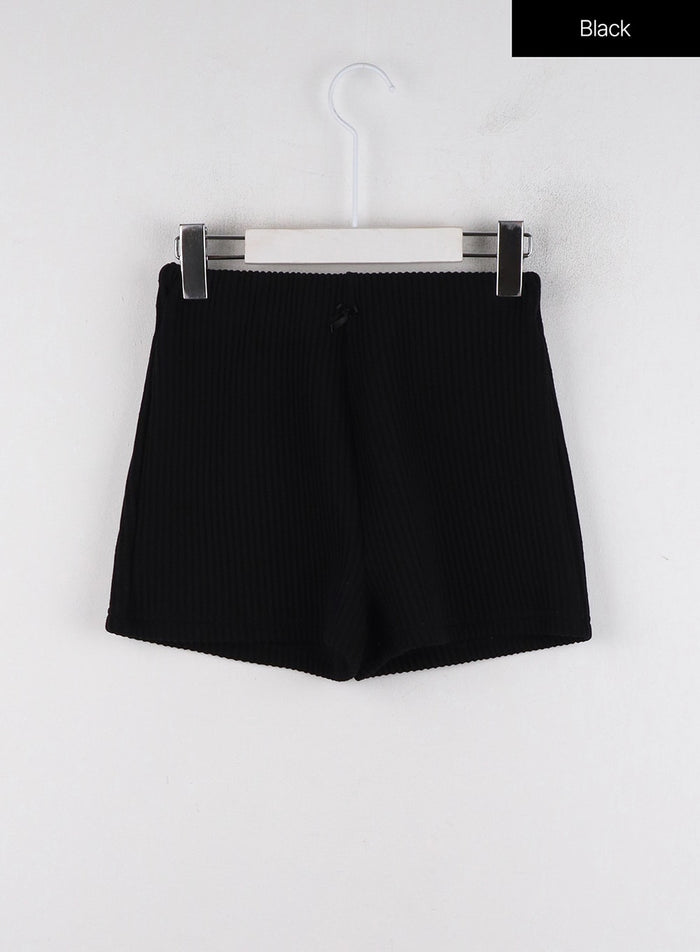 mid-elastic-ribbon-band-corduroy-shorts-id313 / Black