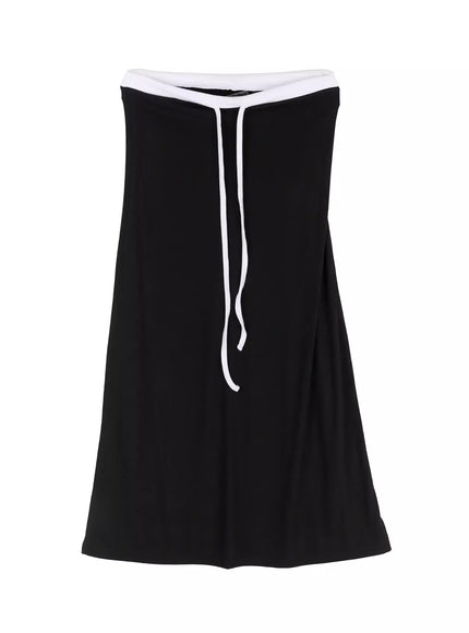 two-tone-comfy-maxi-skirt-iu523 / Black