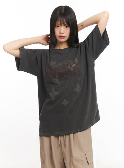 star-graphic-cotton-t-shirt-iy502 / dark gray