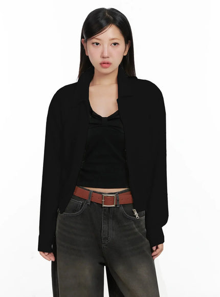 high-neck-zip-up-sweater-ig527 / Black