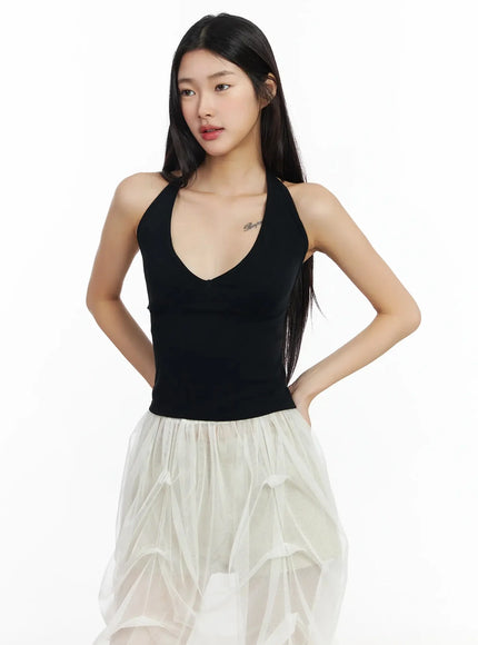 chic-mesh-halter-neck-top-im530 / Black