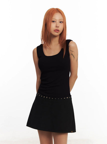 essential-u-neck-tank-top-ia517 / Black