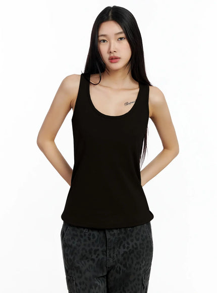 casual-round-neck-tank-top-ia508 / Black