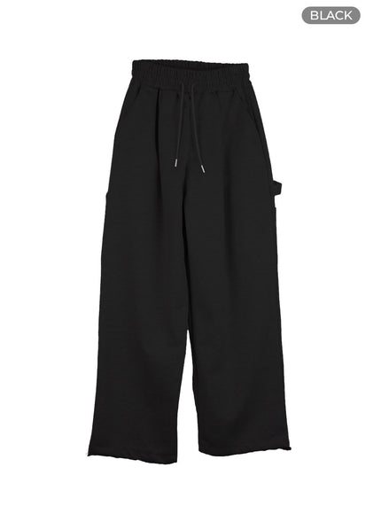 mens-elastic-back-carpenter-sweatpants-io420 / Black