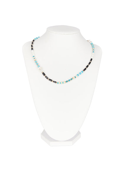 men-s-beaded-charm-necklace-iy529 / Blue