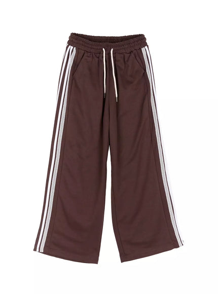 striped-adjustable-sweatpants-iu525 / Brown