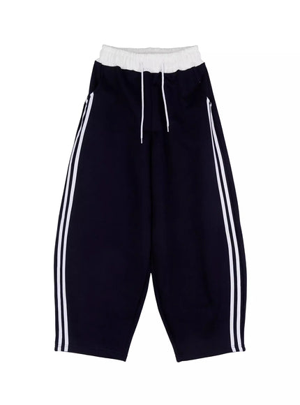 fleece-baggy-drawstring-sweatpants-in528 / Dark blue