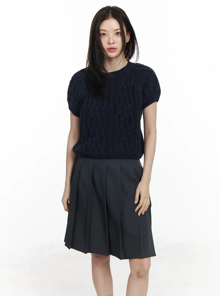 Cable Knit Short Sleeve Top IF524
