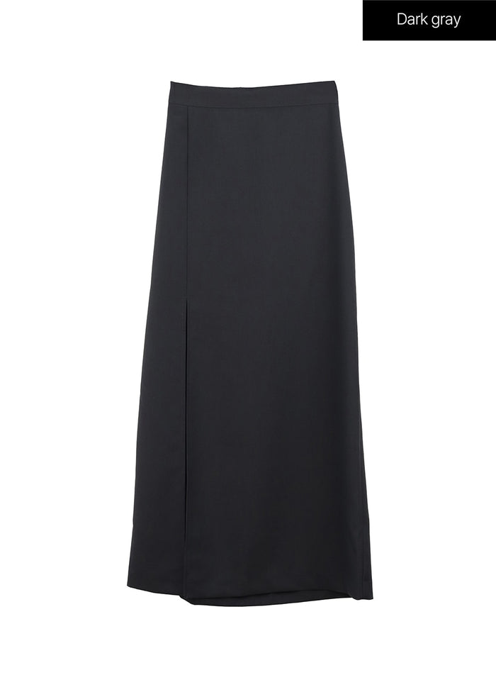elegant-slit-long-skirt-io320 / Dark gray