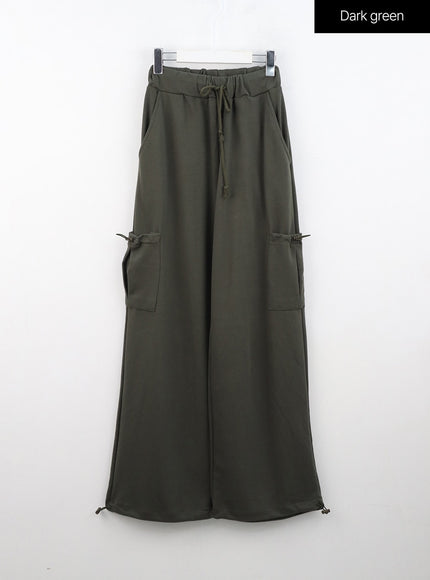 straight-fit-string-cargo-pants-in310 / Dark green