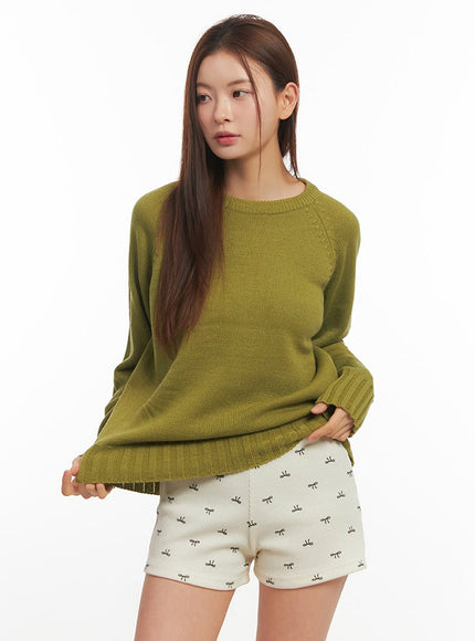 basic-round-neck-sweater-im513 / Dark green