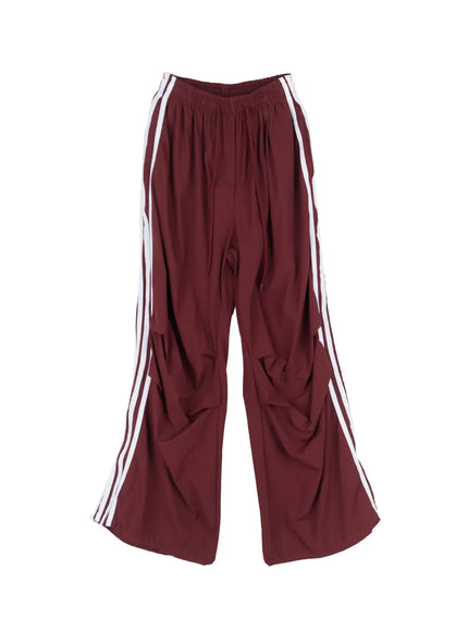 mens-parachute-nylon-track-pants-il515 / Dark red