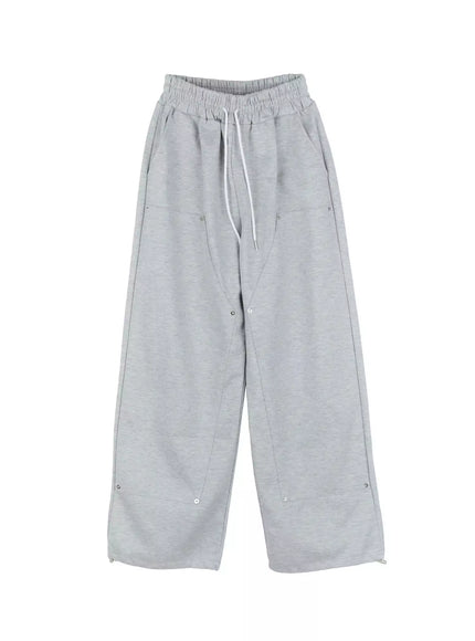 wide-leg-stud-accent-sweatpants-ig508 / Gray