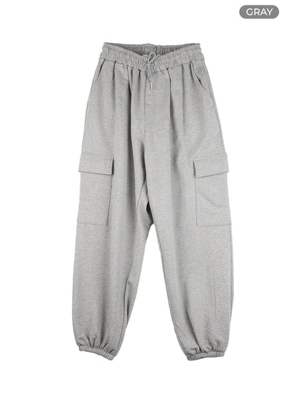 mens-cotton-cargo-sweatpants-ig402 / Gray