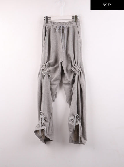 drawstring-ribbon-detail-sweatpants-ij430 / Gray