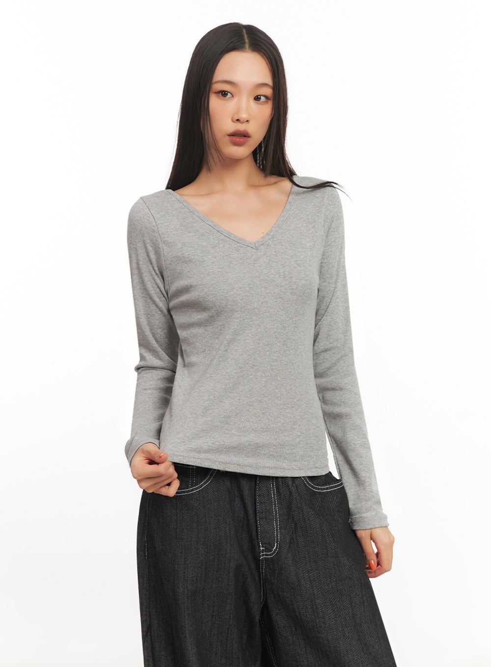 V-Neck Long Sleeve Top IA507