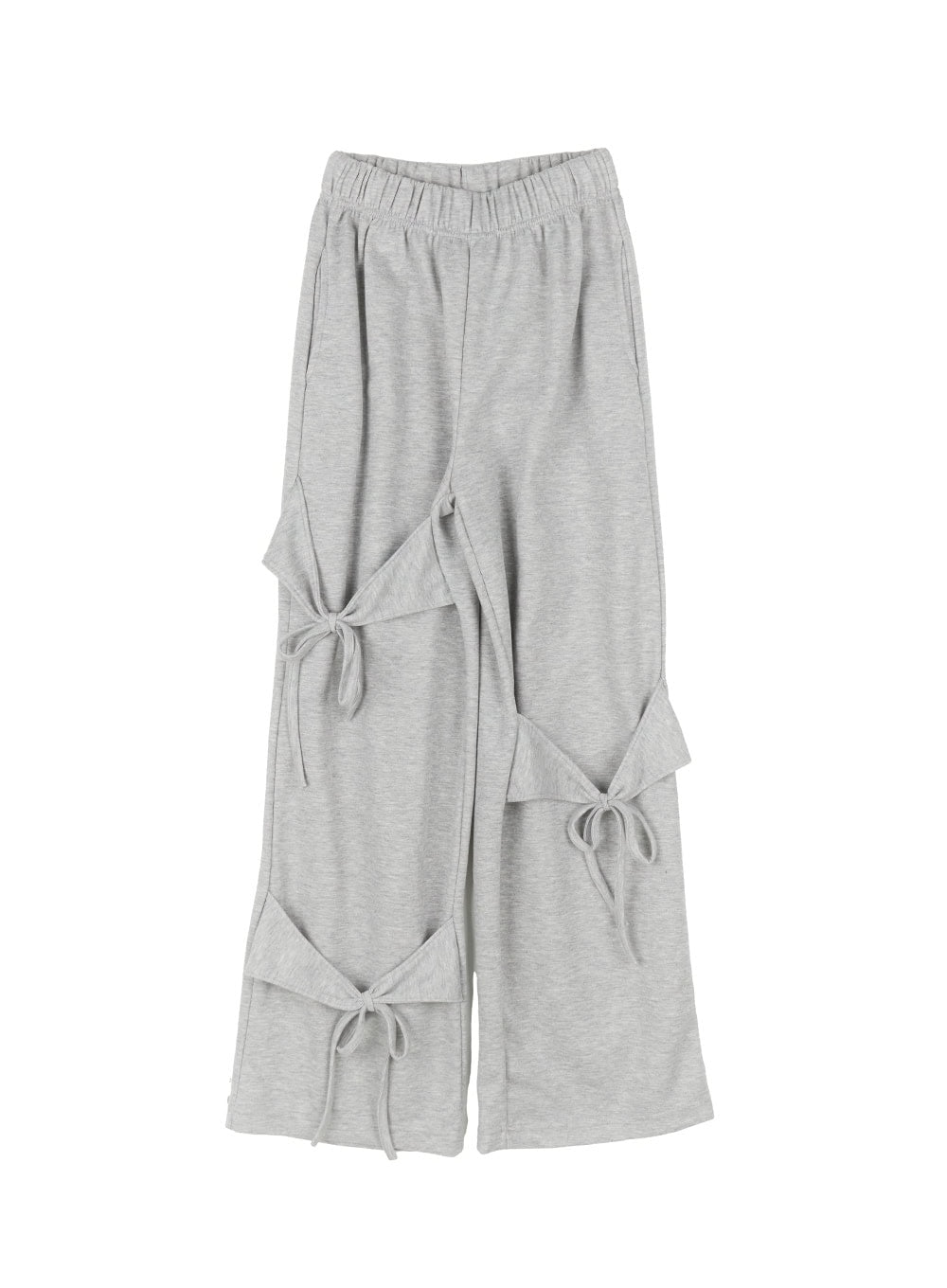 ribbon-wide-leg-sweatpants-ia524 / Gray